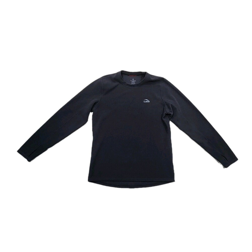 LL Bean Sweater Mens Black Pullover Fleece Sweatshirt Long Sleeve Medium